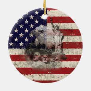 Vlag en symbolen van de Verenigde Staten ID155 Keramisch Ornament