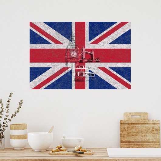 Vlag en symbolen van Groot-Brittannië ID154 Poster (Keuken)
