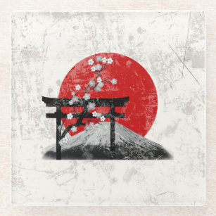 Vlag en symbolen van Japan ID153 Glazen Onderzetter