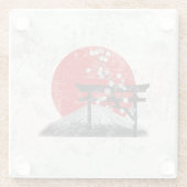 Vlag en symbolen van Japan ID153 Glazen Onderzetter (Achterkant)