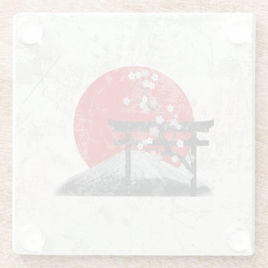 Vlag en symbolen van Japan ID153 Glazen Onderzetter (Achterkant)