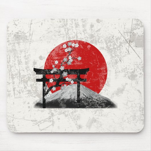 Vlag en symbolen van Japan ID153 Muismat (Voorkant)