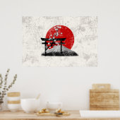 Vlag en symbolen van Japan ID153 Poster (Keuken)