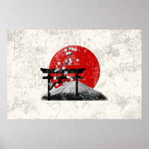 Vlag en symbolen van Japan ID153 Poster