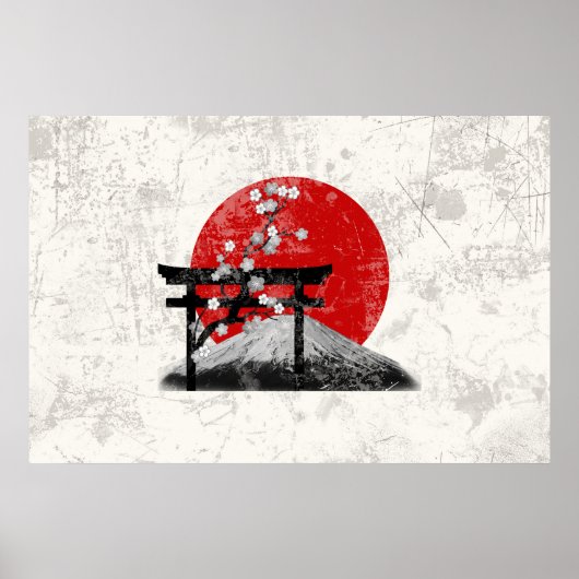 Vlag en symbolen van Japan ID153 Poster (Voorkant)