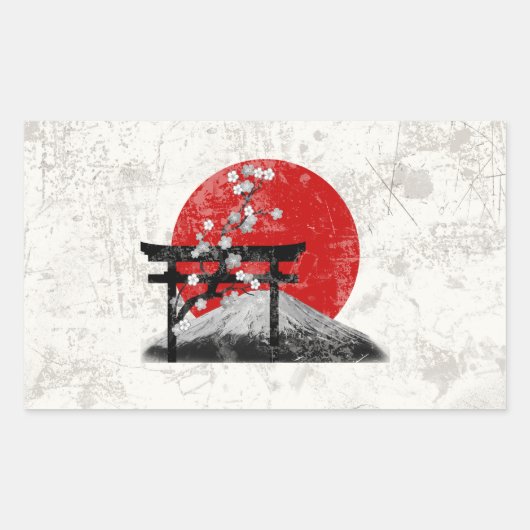 Vlag en symbolen van Japan ID153 Rechthoekige Sticker (Voorkant)