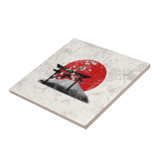 Vlag en symbolen van Japan ID153 Tegeltje (Zijkant)