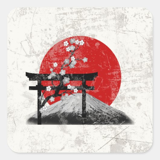 Vlag en symbolen van Japan ID153 Vierkante Sticker (Voorkant)