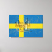 Vlag en symbolen van Zweden ID159 Canvas Afdruk (Voorkant)