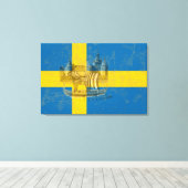 Vlag en symbolen van Zweden ID159 Canvas Afdruk (Insitu (Houten vloer))