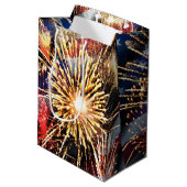 Vlag en vuurwerk van de Verenigde Staten Medium Cadeauzakje (Achterkant Gekanteld)