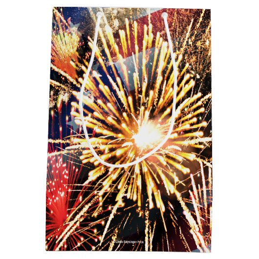 Vlag en vuurwerk van de Verenigde Staten Medium Cadeauzakje (Achterkant)