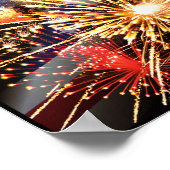 Vlag en vuurwerk van de Verenigde Staten Poster (Hoek)