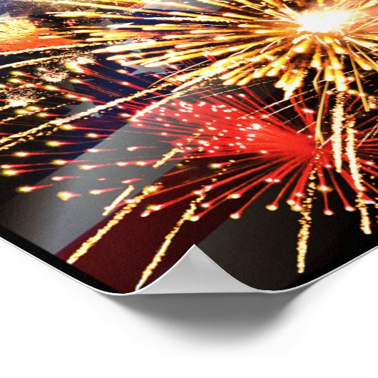 Vlag en vuurwerk van de Verenigde Staten Poster (Hoek)