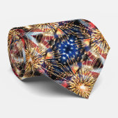 Vlag en vuurwerk van de Verenigde Staten Stropdas (Opgerold)