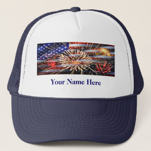 Vlag en vuurwerk van de Verenigde Staten Trucker Pet