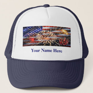 Vlag en vuurwerk van de Verenigde Staten Trucker Pet