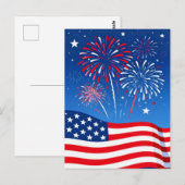 Vlag en Vuurwerk Vier Juli Briefkaart (Voorkant / Achterkant)