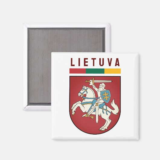 Vlag en wapen van Litouwen Magneet (Voorkant / Achterkant)