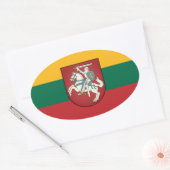Vlag en wapen van Litouwen Ovale Sticker (Envelop)