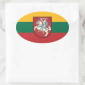 Vlag en wapen van Litouwen Ovale Sticker (Tas)