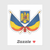 Vlag en wapen van Roemenië Sticker (Vel)