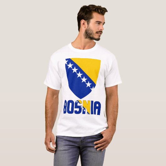 Vlag en wapenmunt van Bosnië en Herzegovina T-shirt (Voorkant volledig)
