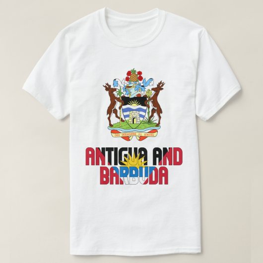 Vlag en wapenschild van Antigua en Barbuda T-shirt (Design voorkant)
