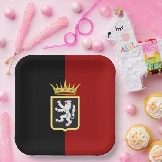 Vlag en wapenschild van Valle d'Aosta (Italië) Papieren Bordje (Feest)