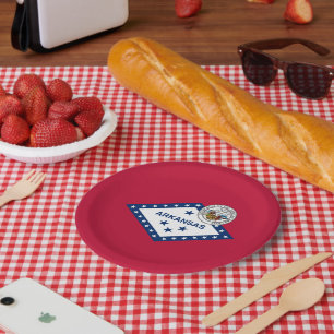 Vlag en zegel van Arkansas Papieren Bordje