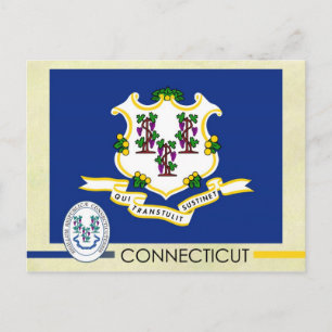 Vlag en zegel van de Connecticut-staat Briefkaart