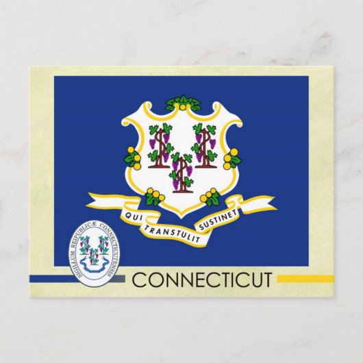 Vlag en zegel van de Connecticut-staat Briefkaart (Voorkant)