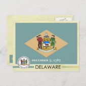 Vlag en zegel van de Delaware-staat Briefkaart (Voorkant / Achterkant)