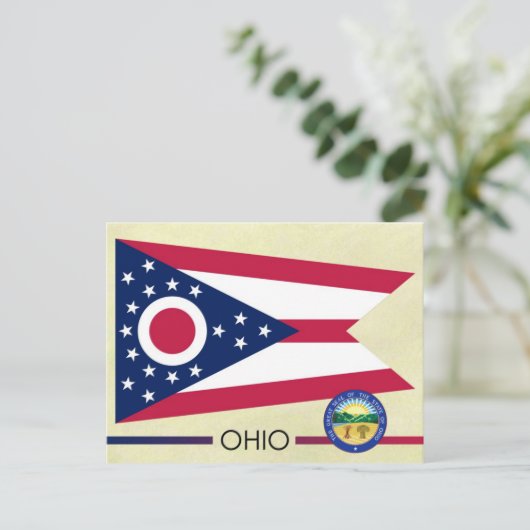 Vlag en zegel van de Ohio-staat Briefkaart (Staand voorkant)