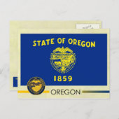 Vlag en zegel van de Oregon-staat Briefkaart (Voorkant / Achterkant)