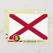 Vlag en zegel van de staat Alabama Briefkaart (Voorkant / Achterkant)