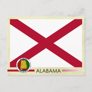 Vlag en zegel van de staat Alabama Briefkaart