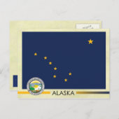 Vlag en zegel van de staat Alaska Briefkaart (Voorkant / Achterkant)
