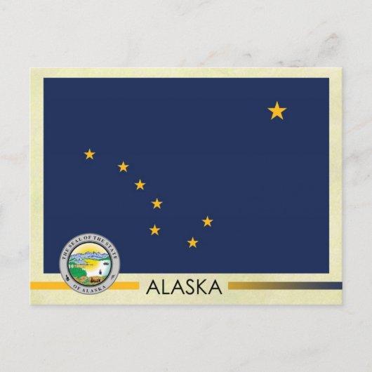 Vlag en zegel van de staat Alaska Briefkaart (Voorkant)