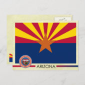 Vlag en zegel van de staat Arizona Briefkaart (Voorkant / Achterkant)