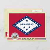 Vlag en zegel van de staat Arkansas Briefkaart (Voorkant / Achterkant)