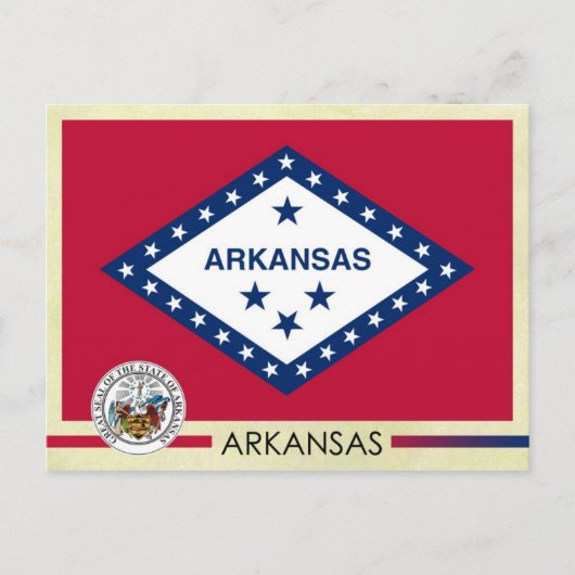 Vlag en zegel van de staat Arkansas Briefkaart (Voorkant)