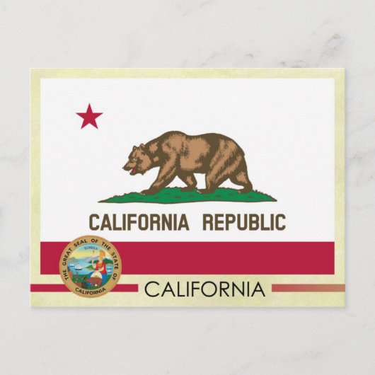 Vlag en zegel van de staat Californië Briefkaart (Voorkant)