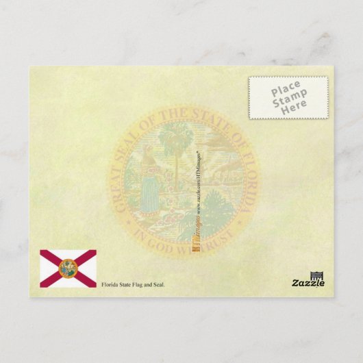 Vlag en zegel van de staat Florida Briefkaart (Achterkant)