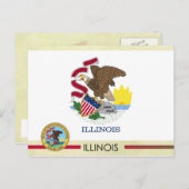 Vlag en zegel van de staat Illinois Briefkaart (Voorkant / Achterkant)