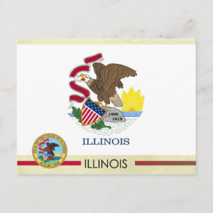 Vlag en zegel van de staat Illinois Briefkaart