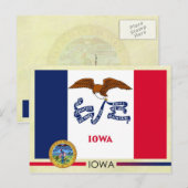 Vlag en zegel van de staat Iowa Briefkaart (Voorkant / Achterkant)