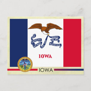 Vlag en zegel van de staat Iowa Briefkaart