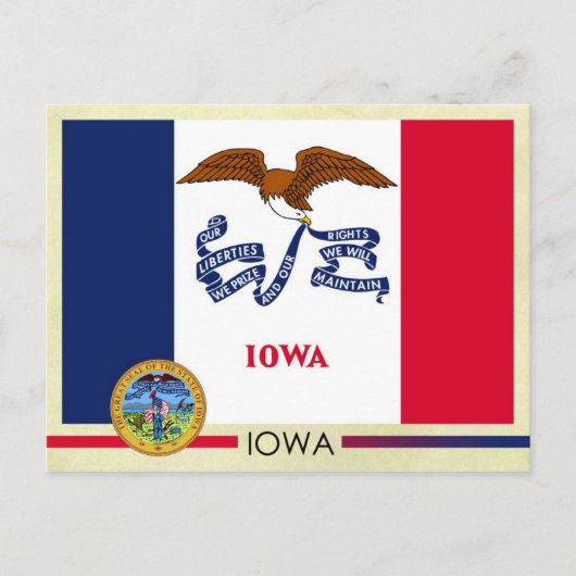 Vlag en zegel van de staat Iowa Briefkaart (Voorkant)