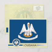 Vlag en zegel van de staat Louisiana Briefkaart (Voorkant / Achterkant)